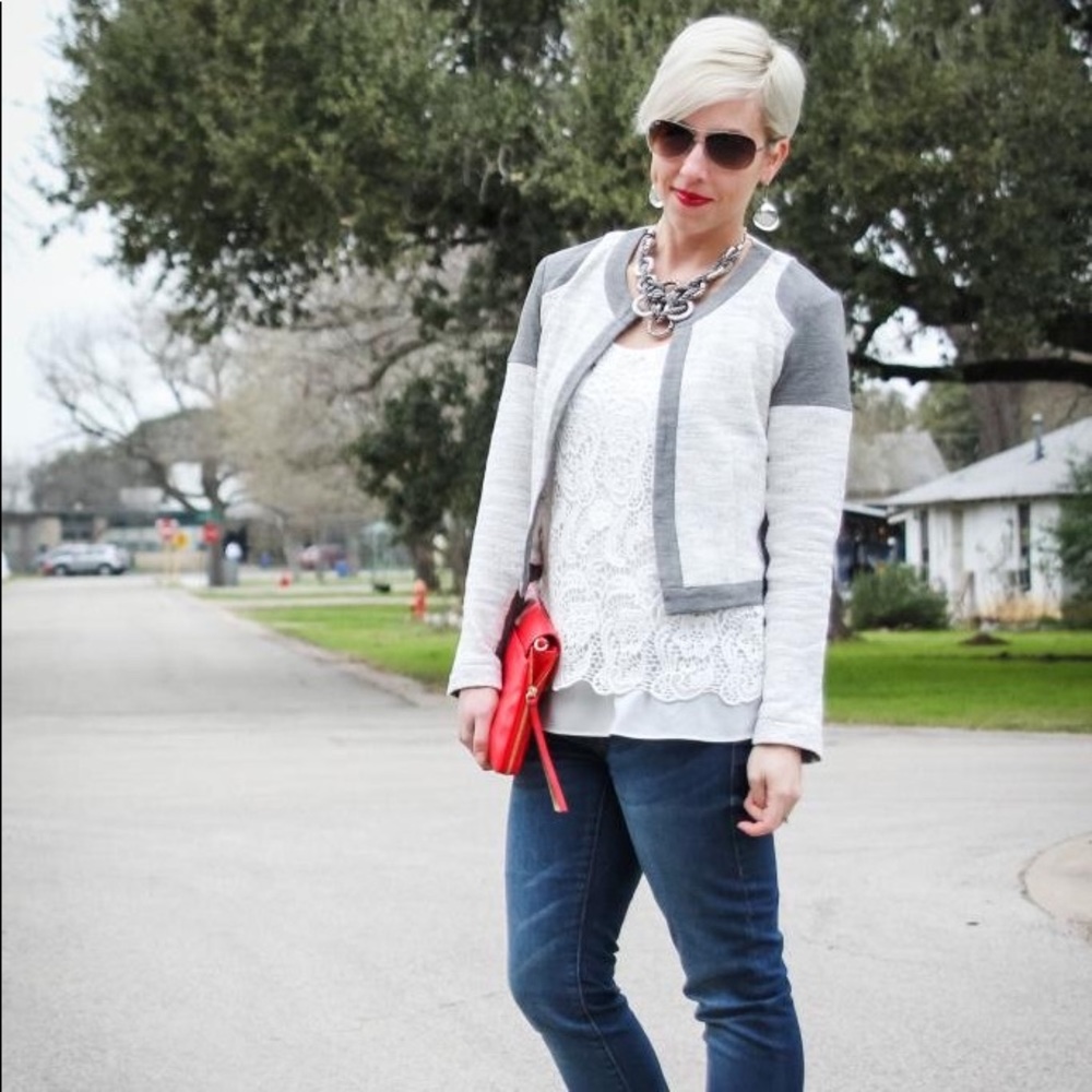 CAbi | Colorblock Tweed Shrunken Jacket
